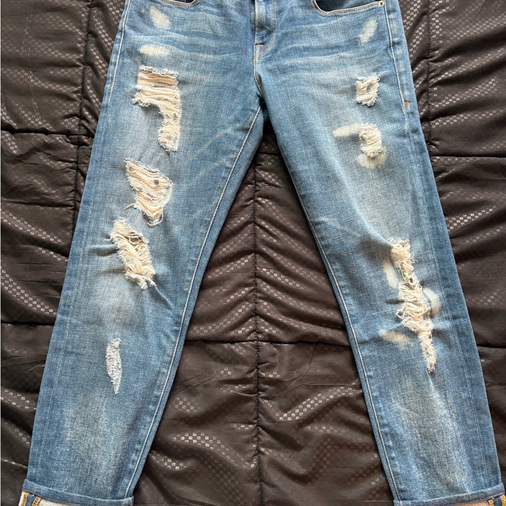 Frame Denim Light Blue Ripped Boyfriend Jeans